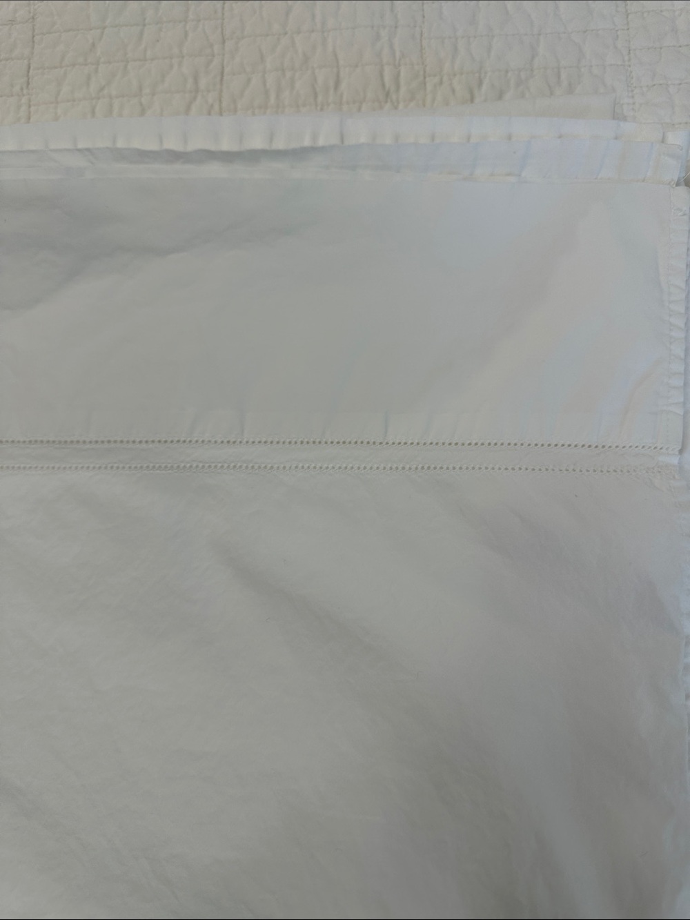 Peacock Alley Luxury White Cotton Percale Sheet Hem Stitch Edge King - Picture 2 of 6
